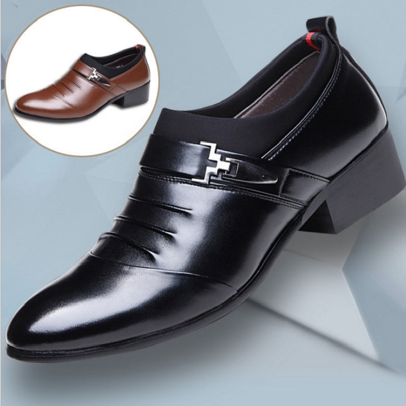 2019 black brown white men leather shoes mens pointed toe dress shoes high qual